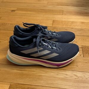 Adidas Women's Dark Blue Athletic Shoes with Purple and Cream Accents